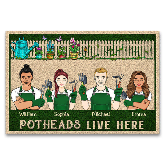 Potheads Live Here - Gift For Garden Lovers - Personalized Custom Doormat