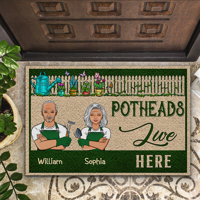 Potheads Live Here - Gift For Garden Lovers - Personalized Custom Doormat
