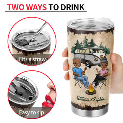 I Want To Hold Your Hand Old Camping Couple - Personalized Custom Tumbler