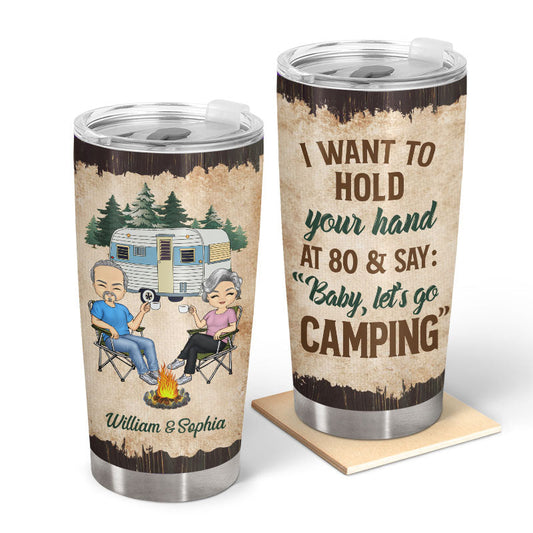 I Want To Hold Your Hand Old Camping Couple - Personalized Custom Tumbler