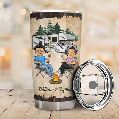 I Want To Hold Your Hand Old Camping Couple - Personalized Custom Tumbler
