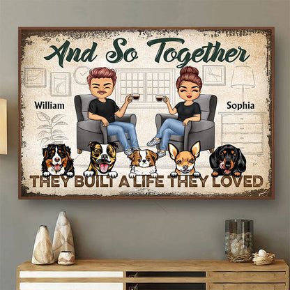 And So Together They Built A Life They Loved Chibi Husband Wife Dog Lovers - Couple Gift - Personalized Custom Poster