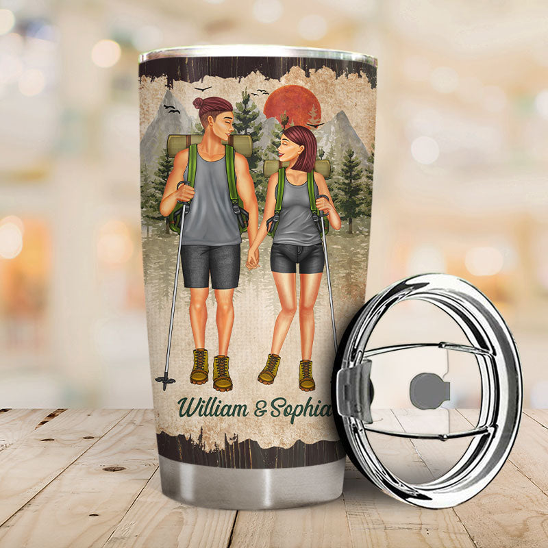 Hiking Couple Hiking Partners For Life - Gift For Couples - Personalized Custom Tumbler