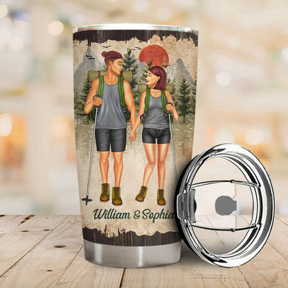 Hiking Couple Hiking Partners For Life - Gift For Couples - Personalized Custom Tumbler