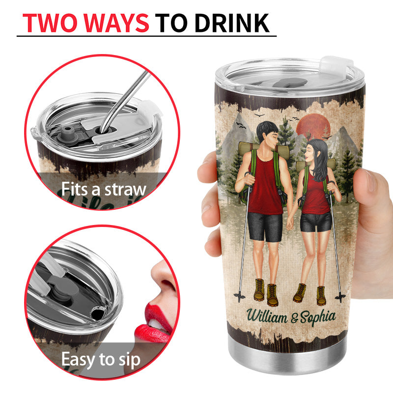 Hiking Couple Hiking Partners For Life - Gift For Couples - Personalized Custom Tumbler