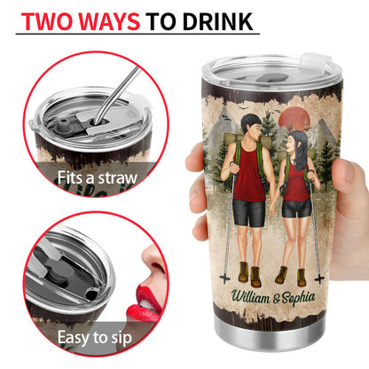 Hiking Couple Hiking Partners For Life - Gift For Couples - Personalized Custom Tumbler