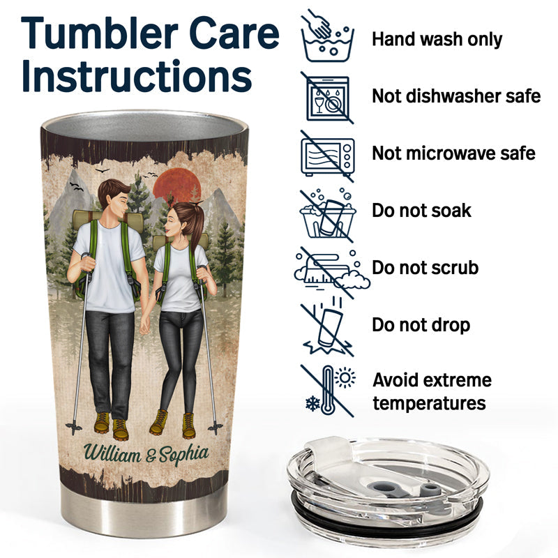 Hiking Couple Hiking Partners For Life - Gift For Couples - Personalized Custom Tumbler
