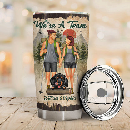 Hiking Couple Hiking You & Me And The Dog - Gift For Couples And Dog Lovers - Personalized Custom Tumbler