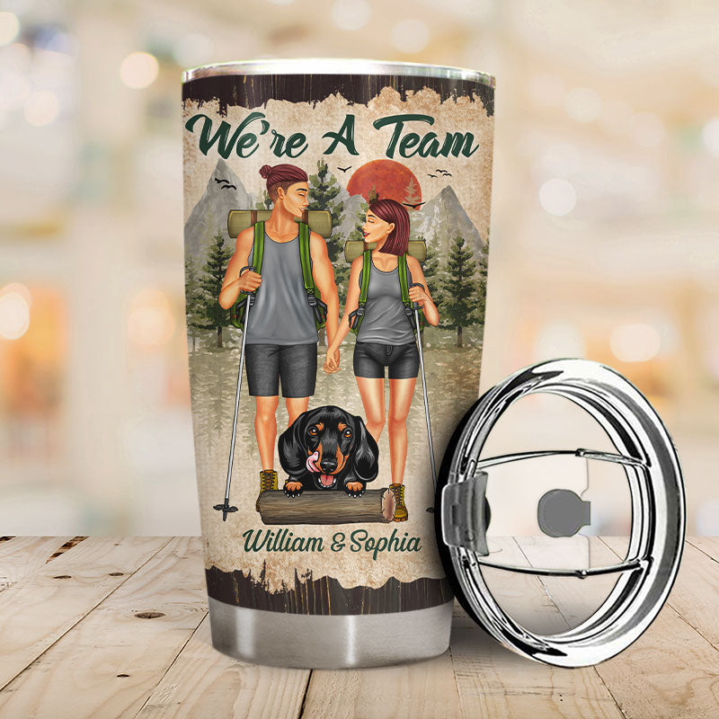 Hiking Couple Hiking You & Me And The Dog - Gift For Couples And Dog Lovers - Personalized Custom Tumbler