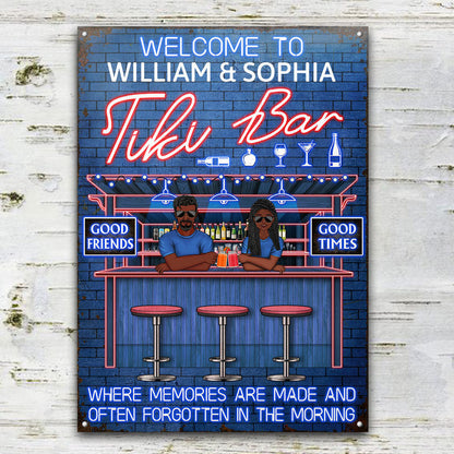 Backyard Bar Color Where Memories Are Made - Gift For Couples - Personalized Custom Classic Metal Signs