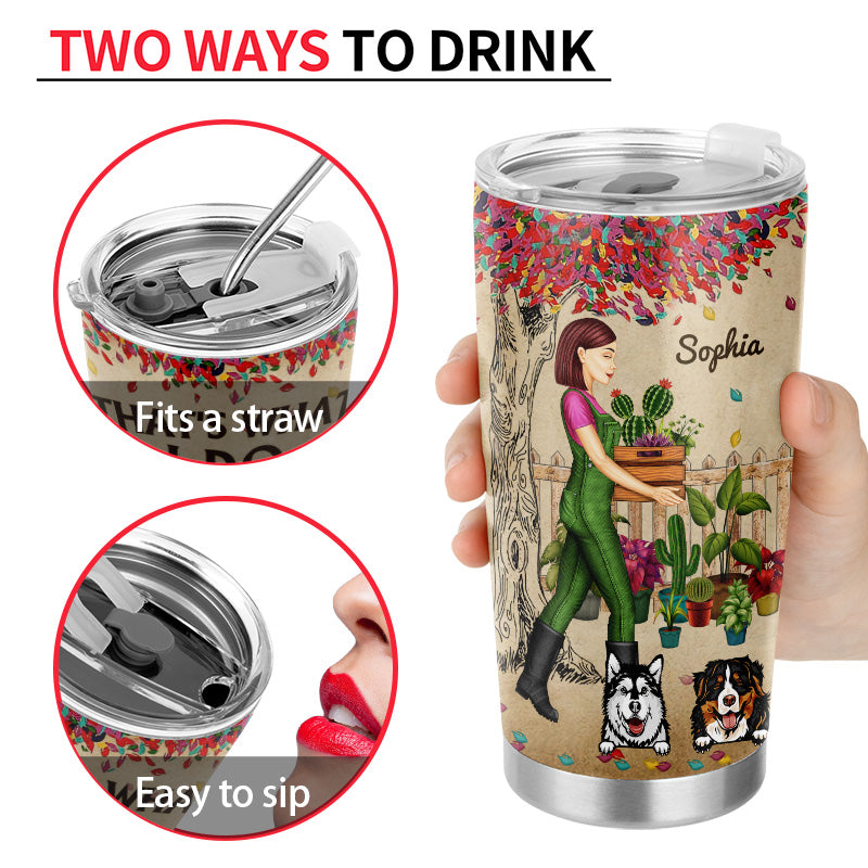 Garden Girl Who Really Loved Dogs And Gardening - Gift For Garden And Dog Lovers - Personalized Custom Tumbler