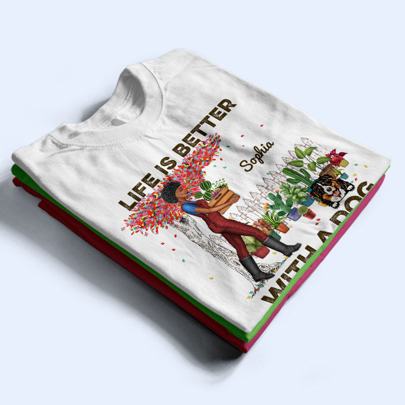 Garden Girl Who Really Loved Dogs And Gardening - Gift For Garden And Dog Lovers - Personalized Custom T Shirt