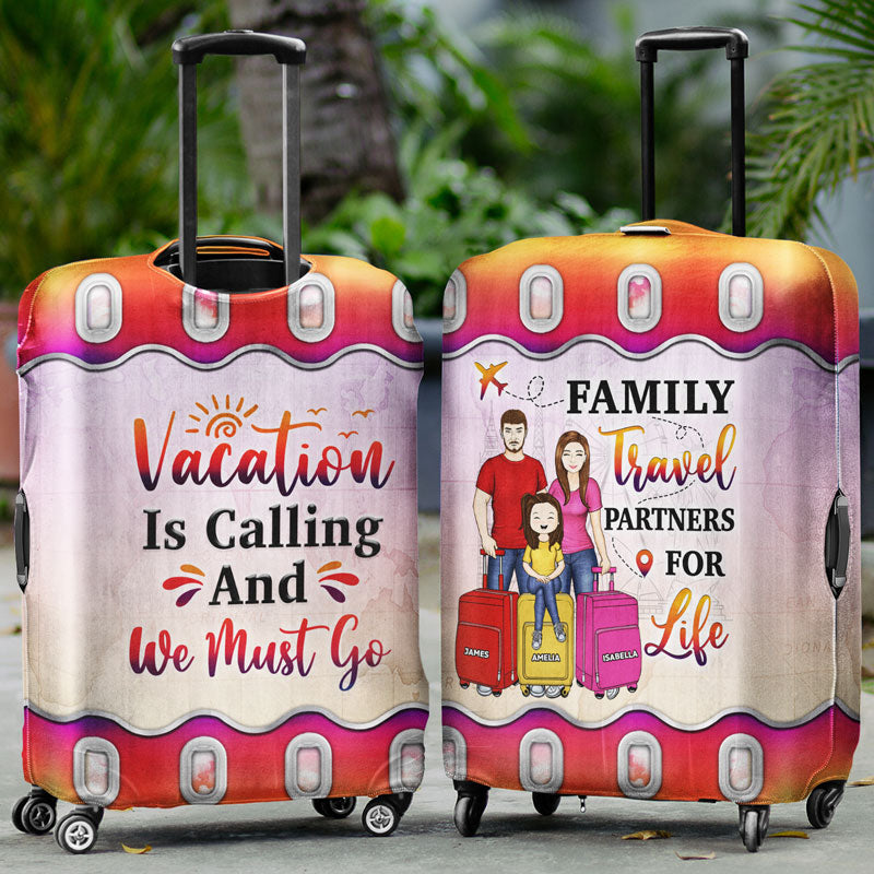 Travel Couple Family And So The Adventure Begins - Gift For Traveling Lovers - Personalized Custom Luggage Cover