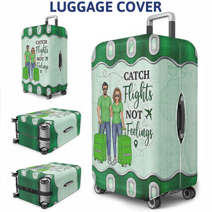 Travel Couple Family And So The Adventure Begins - Gift For Traveling Lovers - Personalized Custom Luggage Cover