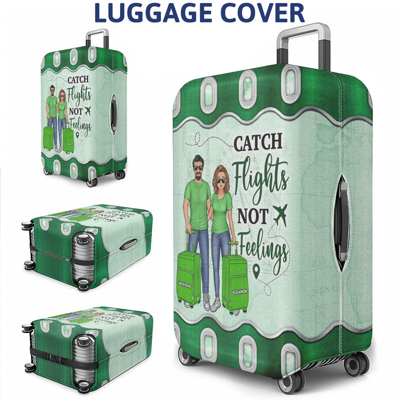 Travel Couple Family And So The Adventure Begins - Gift For Traveling Lovers - Personalized Custom Luggage Cover