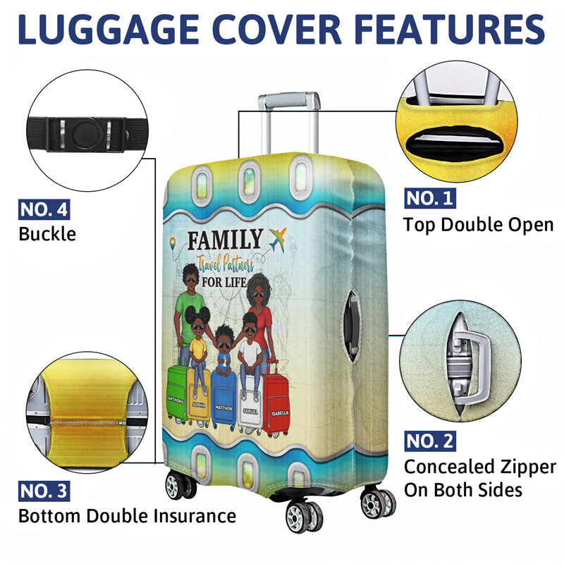 Travel Couple Family And So The Adventure Begins - Gift For Traveling Lovers - Personalized Custom Luggage Cover