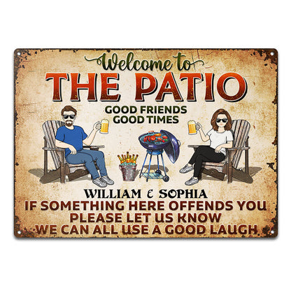 If Something Here Offends You Please Let Us Know Couple Husband Wife - Backyard Sign - Personalized Custom Classic Metal Signs