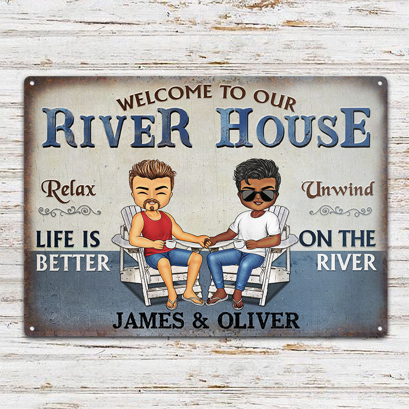 Life Is Better At The Beach, Pool, Lake, River - Couple Gift - Personalized Custom Classic Metal Signs