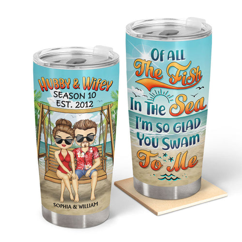 Hubby And Wifey Season Married Beach Swing - Gift For Couple - Personalized Custom Tumbler
