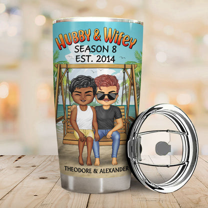 Hubby And Wifey Season Married Beach Swing - Gift For Couple - Personalized Custom Tumbler