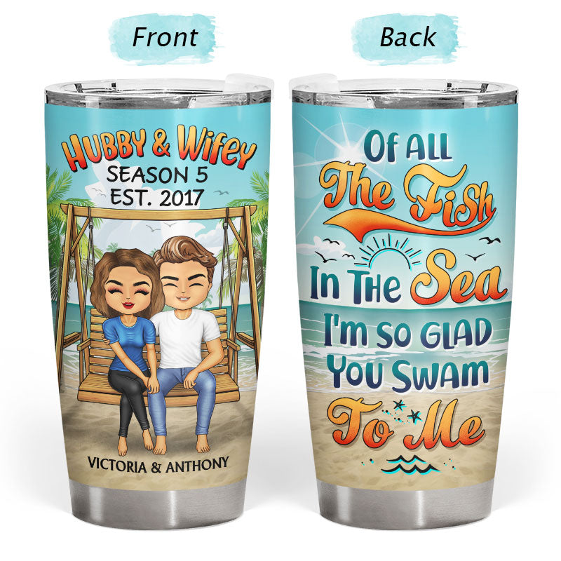 Hubby And Wifey Season Married Beach Swing - Gift For Couple - Personalized Custom Tumbler