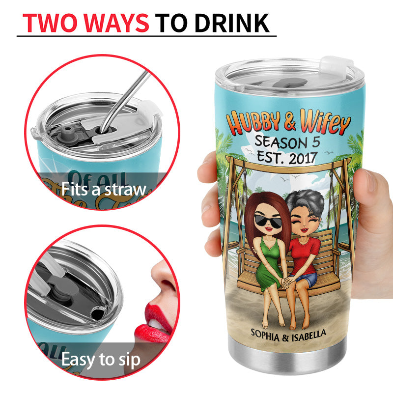 Hubby And Wifey Season Married Beach Swing - Gift For Couple - Personalized Custom Tumbler