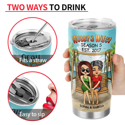 Hubby And Wifey Season Married Beach Swing - Gift For Couple - Personalized Custom Tumbler