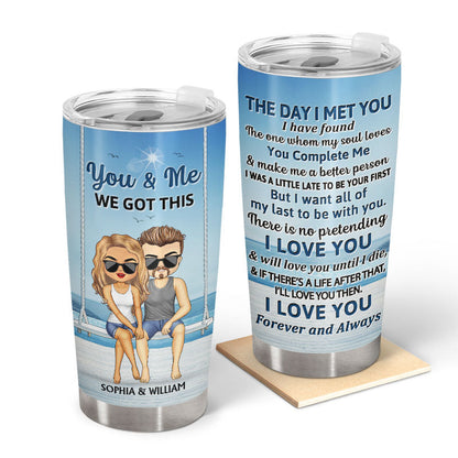 The Day I Met You Beach Swing Couple - Gift For Couples - Personalized Custom Tumbler