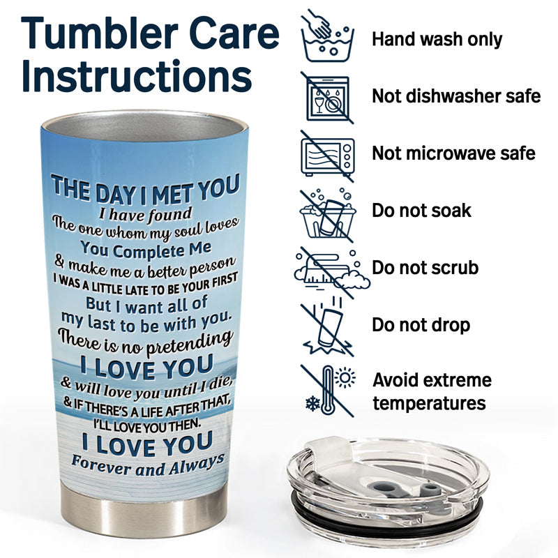 The Day I Met You Beach Swing Couple - Gift For Couples - Personalized Custom Tumbler