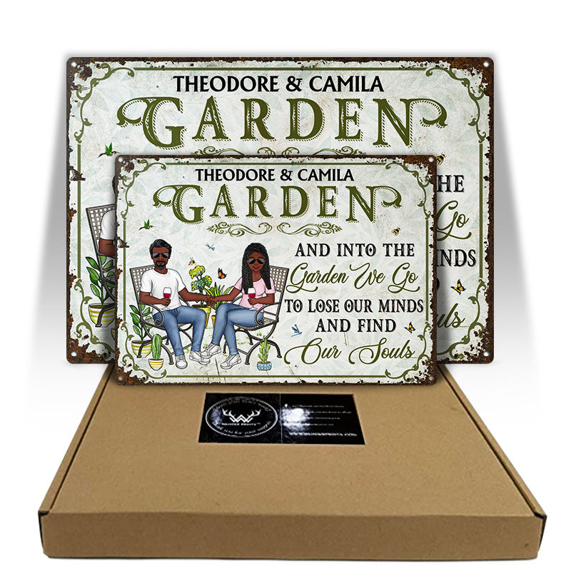 Gardening Couple And Into The Garden We Go - Gift For Garden Lovers - Personalized Custom Classic Metal Signs