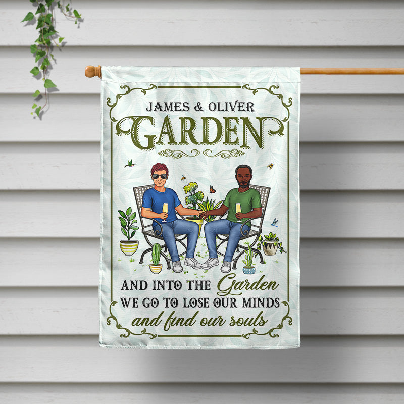 Gardening Couple And Into The Garden We Go - Gift For Garden Lovers - Personalized Custom Flag