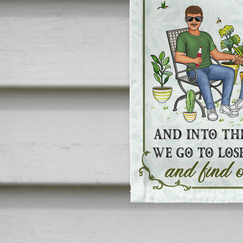 Gardening Couple And Into The Garden We Go - Gift For Garden Lovers - Personalized Custom Flag