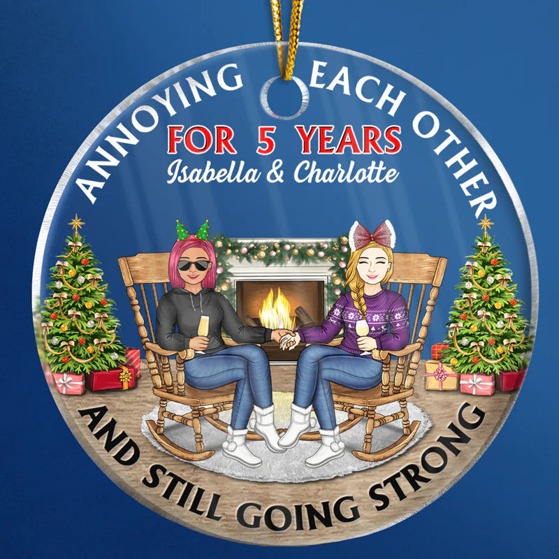 Christmas Family Couple Annoying Each Other For Years - Gift For Couples - Personalized Custom Circle Acrylic Ornament.