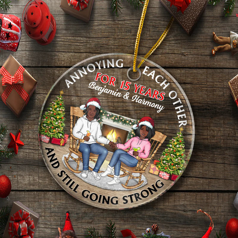 Christmas Family Couple Annoying Each Other For Years - Gift For Couples - Personalized Custom Circle Acrylic Ornament.