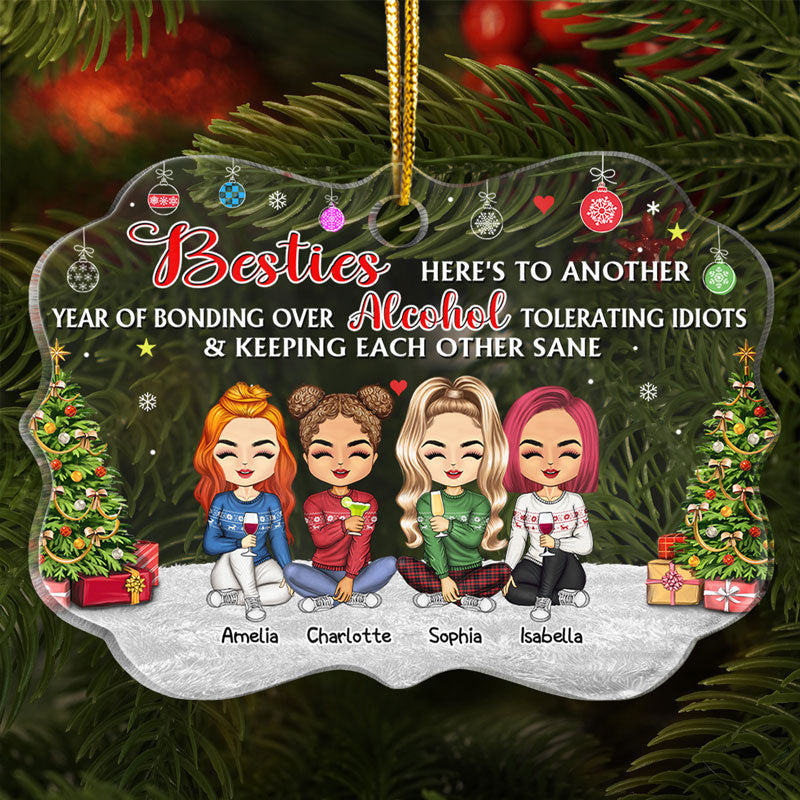 Best Friends Keeping Each Other Sane - Christmas Gift For BFF And Colleagues - Personalized Custom Medallion Acrylic Ornament