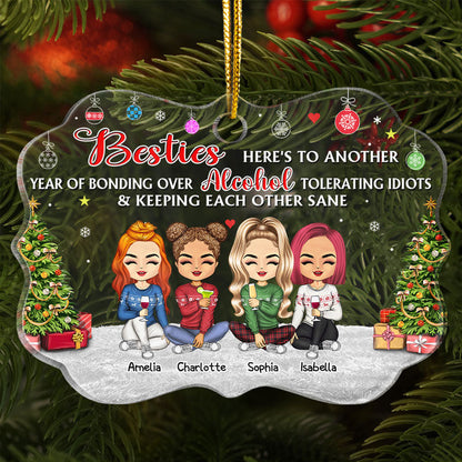 Best Friends Keeping Each Other Sane - Christmas Gift For BFF And Colleagues - Personalized Custom Medallion Acrylic Ornament