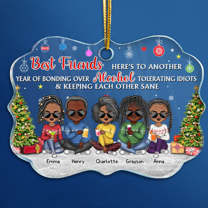 Best Friends Keeping Each Other Sane - Christmas Gift For BFF And Colleagues - Personalized Custom Medallion Acrylic Ornament