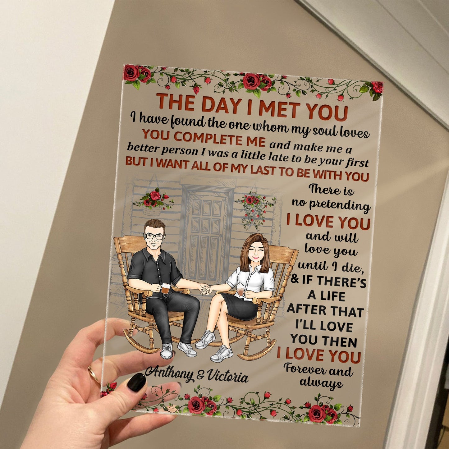 The Day I Met You - Gift For Couples - Anniversary, Birthday Gift For Spouse, Lover, Husband, Wife, Boyfriend, Girlfriend, Couple - Personalized Custom Vertical Rectangle Acrylic Plaque