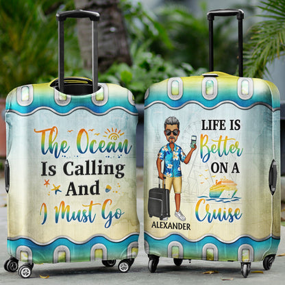 Just A Girl Boy Who Loves Traveling Cruising - Birthday Gift For Him, Her, Kid, Friends, Family, Trippin', Vacation Lovers - Personalized Custom Luggage Cover