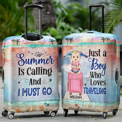 Just A Girl Boy Who Loves Cruising - Birthday Gift For Him, Her, Kid, Friends, Family, Trippin‘, Vacation, Beach, Sea, Travel Lovers - Personalized Custom Luggage Cover