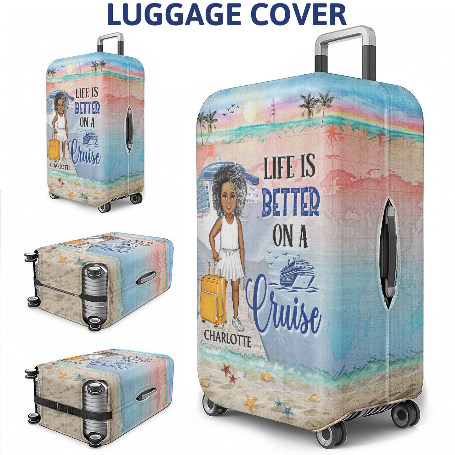 Just A Girl Boy Who Loves Cruising - Birthday Gift For Him, Her, Kid, Friends, Family, Trippin‘, Vacation, Beach, Sea, Travel Lovers - Personalized Custom Luggage Cover