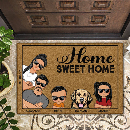 Home Sweet Home Couples Family Cats Dogs - Home Decor, Birthday, Housewarming Gift For Family - Personalized Custom Doormat