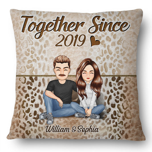 Together Since Cartoon Couple - Anniversary, Birthday Gift For Spouse, Husband, Wife, Boyfriend, Girlfriend - Personalized Custom Pillow