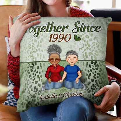 Together Since Cartoon Couple - Anniversary, Birthday Gift For Spouse, Husband, Wife, Boyfriend, Girlfriend - Personalized Custom Pillow