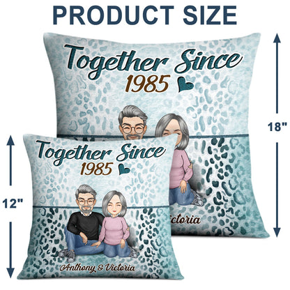 Together Since Cartoon Couple - Anniversary, Birthday Gift For Spouse, Husband, Wife, Boyfriend, Girlfriend - Personalized Custom Pillow