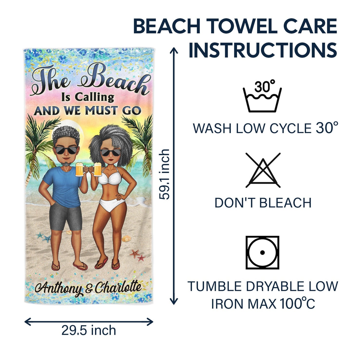 Husband & Wife Travel Partners For Life Traveling Beach Poolside Swimming Picnic Vacation - Birthday, Funny Gift For Her, Him, Couples, Family - Personalized Custom Beach Towel