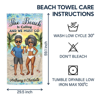 Husband & Wife Travel Partners For Life Traveling Beach Poolside Swimming Picnic Vacation - Birthday, Funny Gift For Her, Him, Couples, Family - Personalized Custom Beach Towel