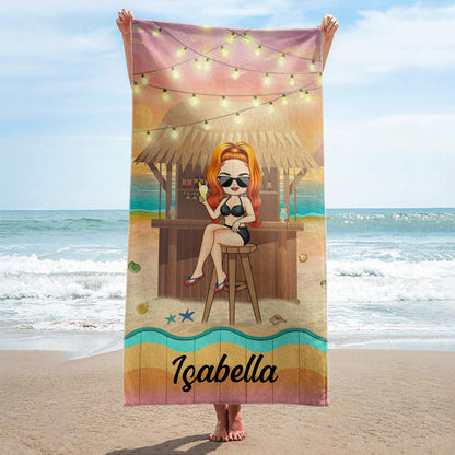 Traveling Beach Bar Poolside Swimming Picnic Vacation - Birthday, Funny Gift For Her, Him, Besties, Family - Personalized Custom Beach Towel