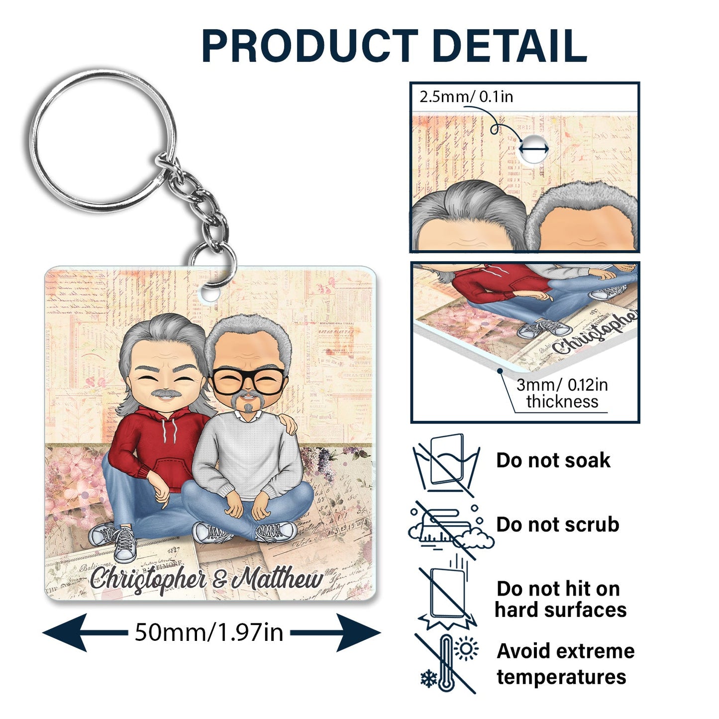 Together Since Couple - Anniversary, Birthday Gift For Spouse, Husband, Wife, Boyfriend, Girlfriend - Personalized Custom Acrylic Keychain