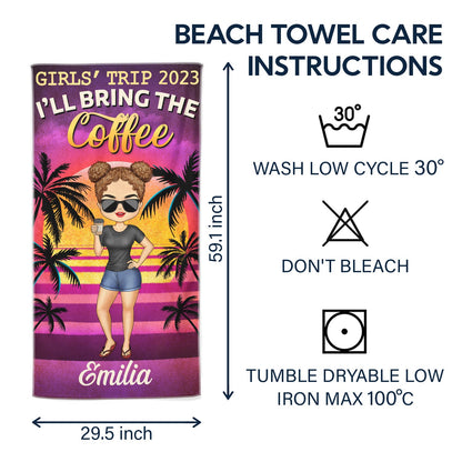Girls' Trip I'll Bring The Alibi Beaches Swimming Picnic Vacation Traveling - Birthday, Funny Gift For Her, Besties, Family - Personalized Custom Beach Towel
